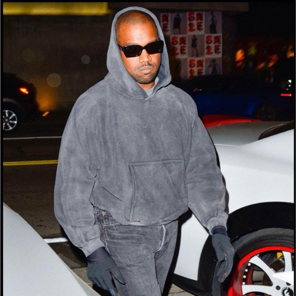 Yeezy Gap Over-sized Fleece Hooded Grey Sweatshirt